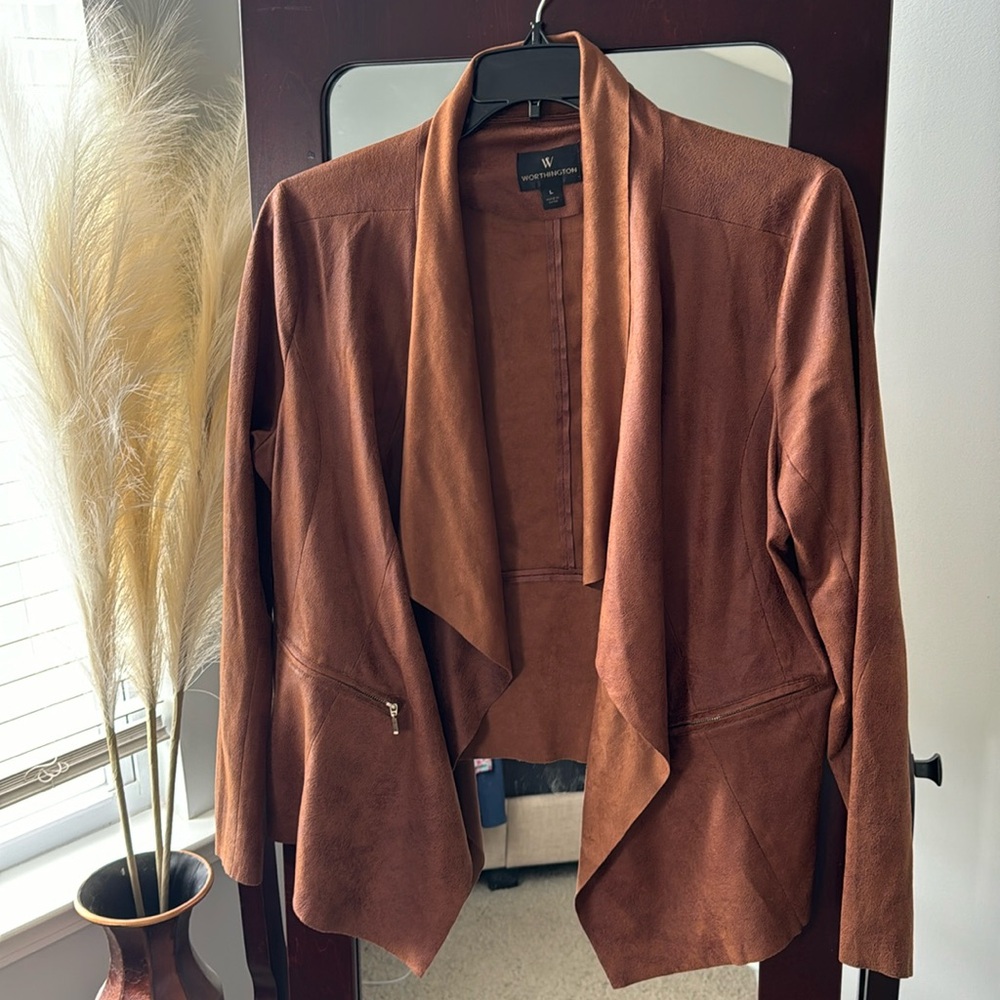 Worthington Brown Suede Cardigan (L)